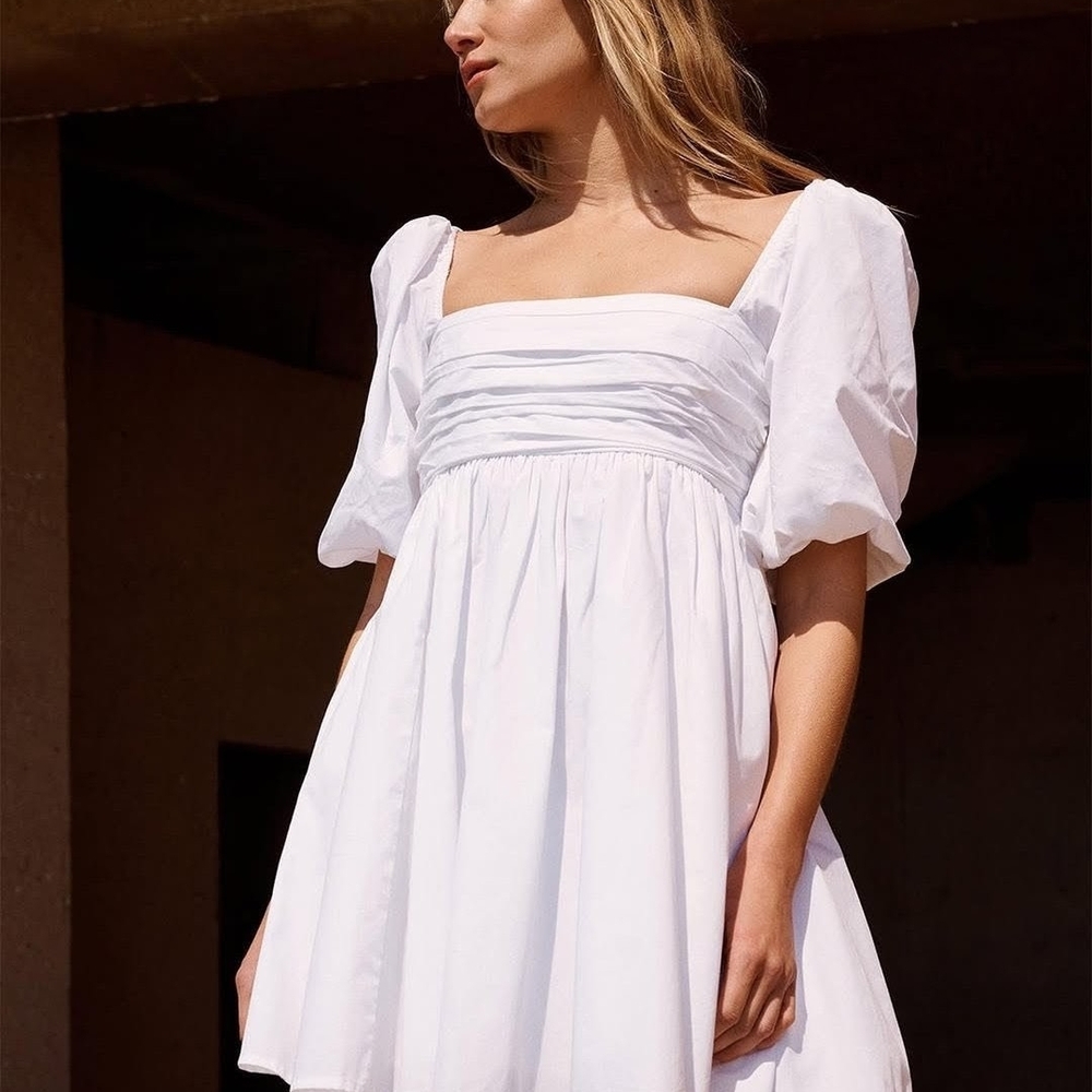 Abercrombie & Fitch White Puff Sleeve Mini Dress